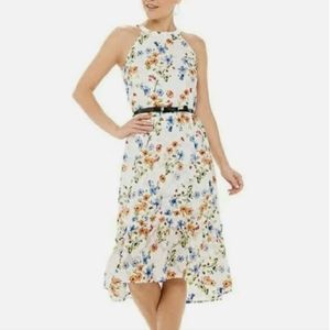 🌟 Elle White Floral Tiered Belted Boho Spring Dress XL